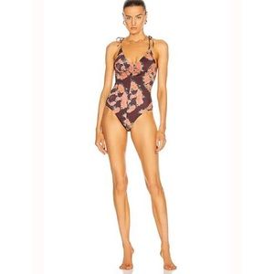 💕Ulla Johnson💕 Dali Maillot Swimsuit In Abstract,Ombre & Tie Dye,Pink,Purple